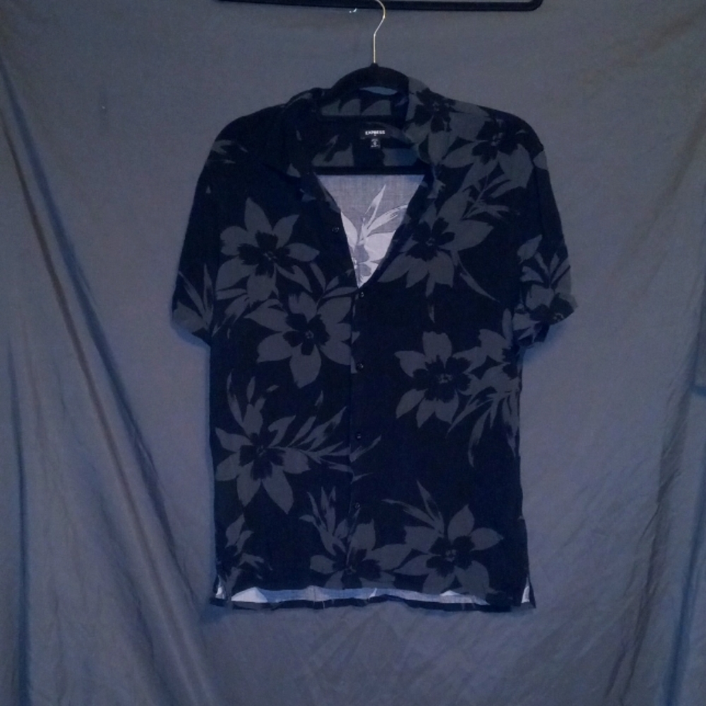 Express Button Down Black & Gray Sz M
